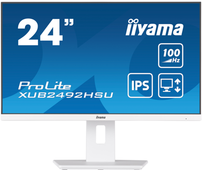 iiyama ProLite monitor XUB2492HSU-W6 24" IPS, Full HD, bel, 3-stranski brez robov, frekvenca osveževanja 1000 Hz, HDMI, Display Port, USB Hub, nastavljiva višina
