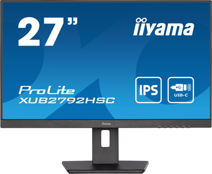 iiyama ProLite XUB2792HSC-B5 27" monitor črn, nastavljiv po višini, plošča IPS, povezava USB-C z napajanjem