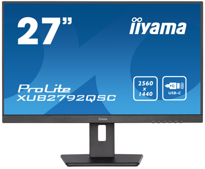 iiyama ProLite monitor XUB2792QSC-B5 27" IPS, 2560x1440, ultra tanek okvir, črn, HDMI, Display Port, povezljivost USB-C, nastavljiva višina