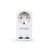 Slika - Gembird EG-ACU2-01-W stenski električen razdelilec bel 1x 240V 2 x usb A