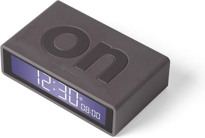 Lexon Flip+ LCD digitalna gumijasta budilka temno siva