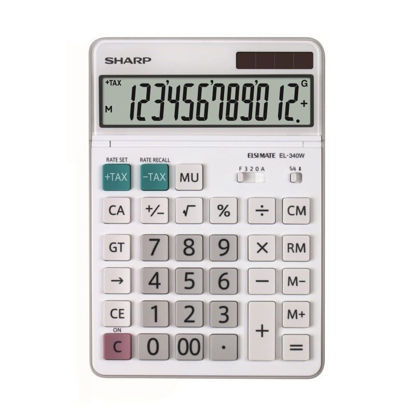 Sharp EL-340W namizni kalkulator bela