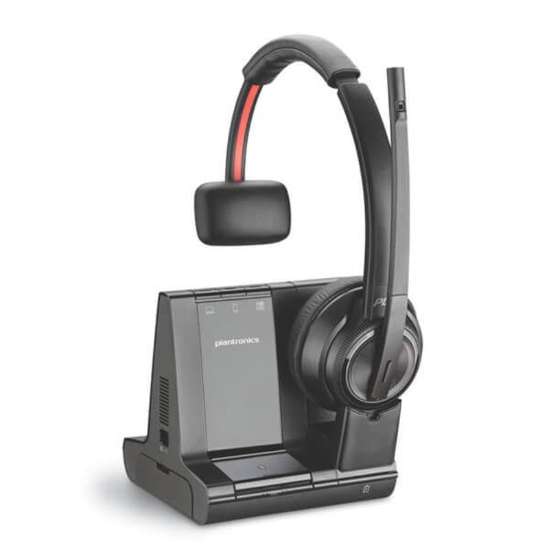 Slika - Mono brezžične slušalke Poly Plantronics Savi 8210-M UC USB-A DECT črne (207322-02) s stojalom