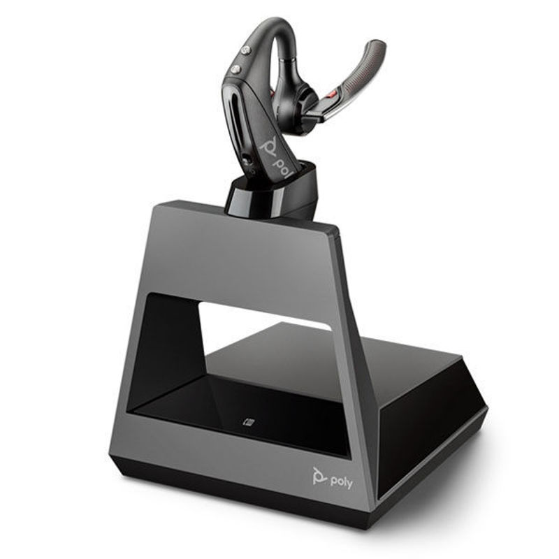 Slika - Brezžične Bluetooth slušalke z mikrofonom  Poly Plantronics Voyager 5200 UC črne s polnilno postajo 212732-05