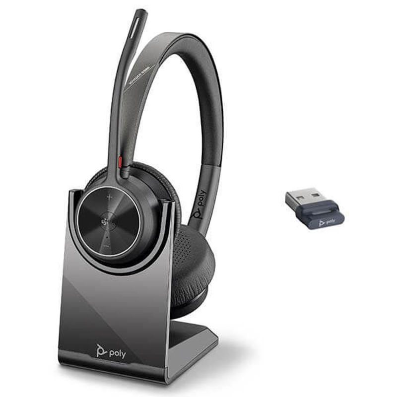 Slika - Brezžične Bluetooth slušalke Poly Plantronics Voyager 4320-M črne s polnilno postjo 218476-02 / 77Z00AA