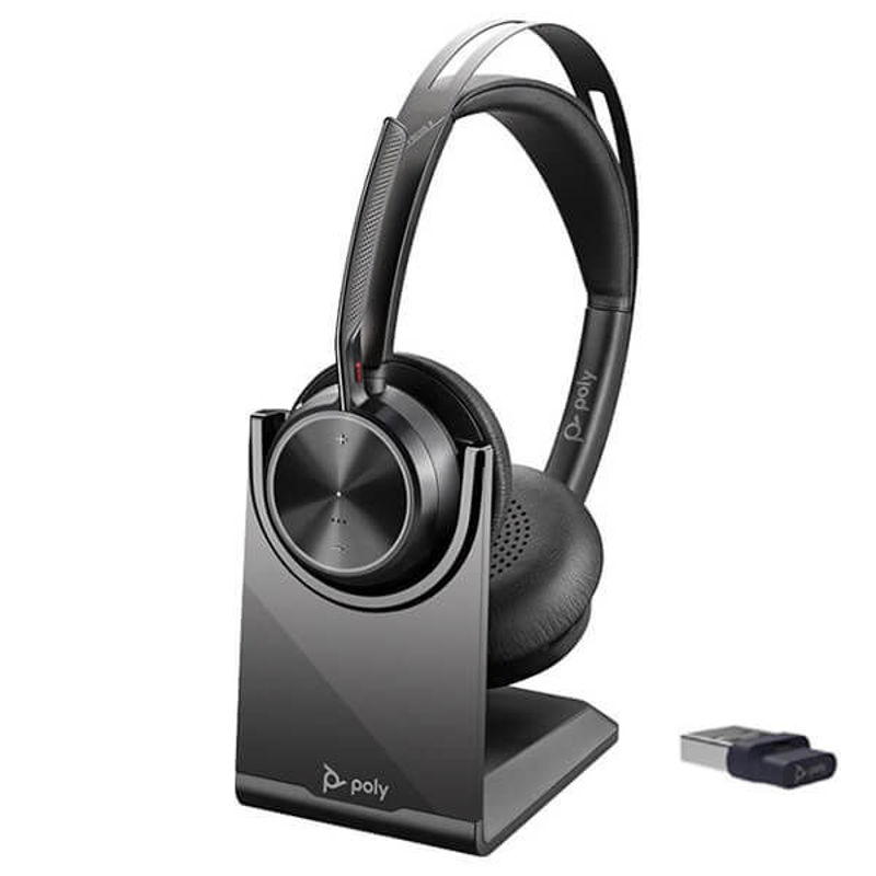 Slika - Brezžične Bluetooth slušalke Poly Plantronics Voyager Focus 2 UC ANC 5.1 črne s polnilno postjo 213727-01  / 77Y86AA