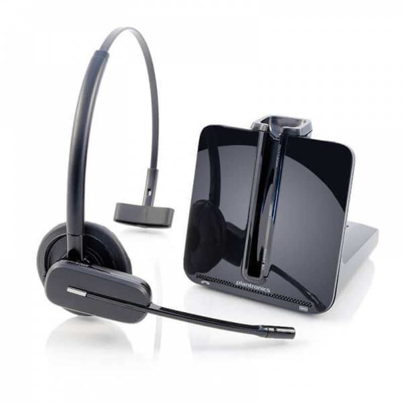 Slika - Brezžične DECT slušalke Poly Plantronics CS540A (RJ11) črne dodatkom za naglavne s stojalom 84693-02 / 8J8V4AA