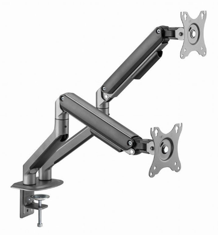 Slika - Gembird MA-DA2-05 namizna nastavljiva dvojna roka za monitor 17"-32" vesoljsko siva