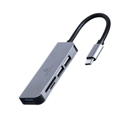 Gembird UHB-CM-CRU3P1U2P2-01 USB C 3 vrata USB A 3.1 +  2x USB A 2.0 s čitalnikom kartic Aluminij