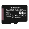 Slika - Kingston Canvas Select Plus, 64GB, micro SDXC, SDCS2/64GBSP, UHS-I U1 (Class 10), A1, SD kartica