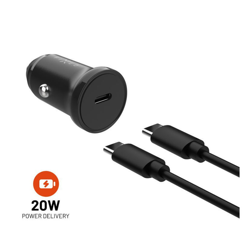 Slika - FIXED USB-C avtomobilski polnilnik 20 W+ kabel USB-C/USB-C črn FIXCC20N-CC-BK