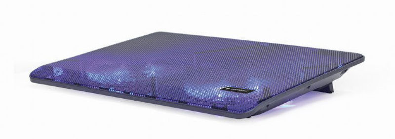 Slika - Gembird NBS-2F15-05 LED hladilno stojalo za prenosnik USB, do 15", modra LED ventilator črno