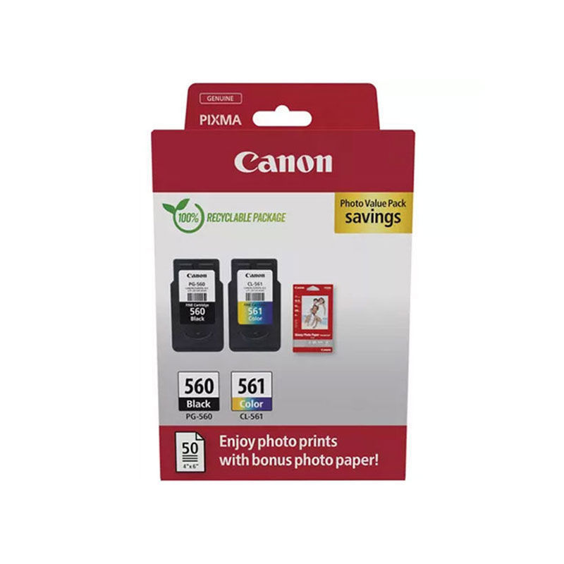 Slika - Canon PG-560/CL-561 + GP-501 (foto papir) (3713C008AA), komplet originalnih kartuš