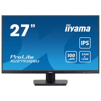 Monitor iiyama ProLite XU2793QSU-B6, 3-stranski brez robov, IPS, ločljivost WQHD, HDMI, DisplayPort, brez utripanja in reduktor modre svetlobe, 100 Hz, zvezdišče USB