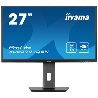 Monitor iiyama ProLite XUB2797QSN-B1 27" IPS, WQHD, priključek USB-C in RJ45 (LAN), ultra tanek okvir, HDMI, Display Port, nastavljiv po višini