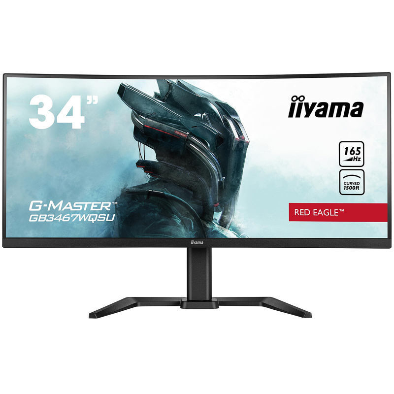 Slika - iiyama G-Master Red Eagle ukrivljen gaming monitor GB3467WQSU-B5 34" Črna, 165Hz, ločljivost 3440x1440, 0,4ms, FreeSync, 2 x HDMI/DisplayPort z USB Hubom
