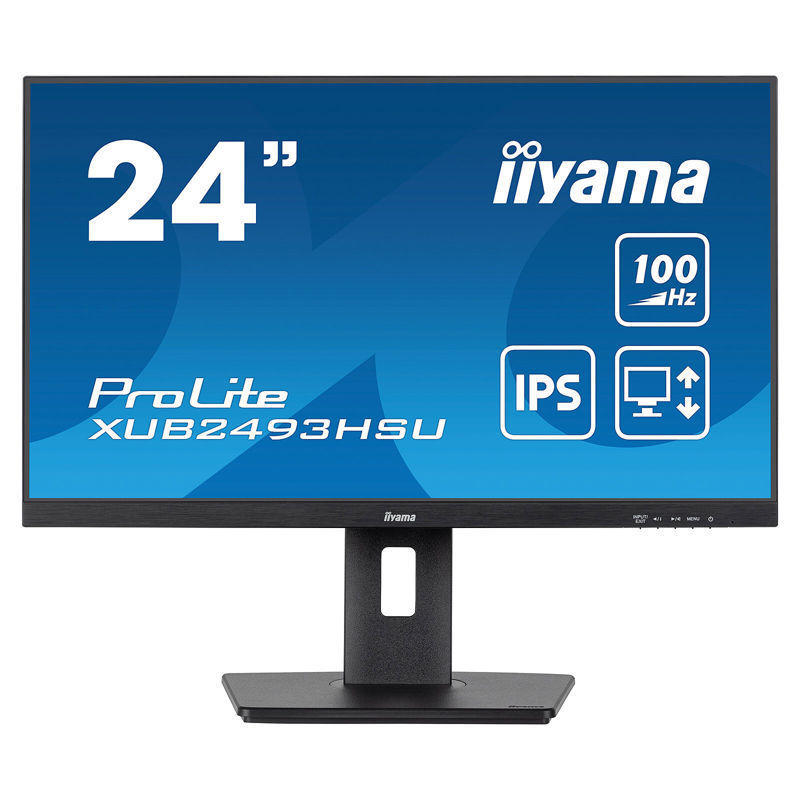 Slika - iiyama ProLite monitor XUB2493HSU-B6 24", IPS, 100 Hz, nastavljiv po višini, črn, ultra tanek okvir, HDMI, DisplayPort, reduktor modre svetlobe, brez utripanja