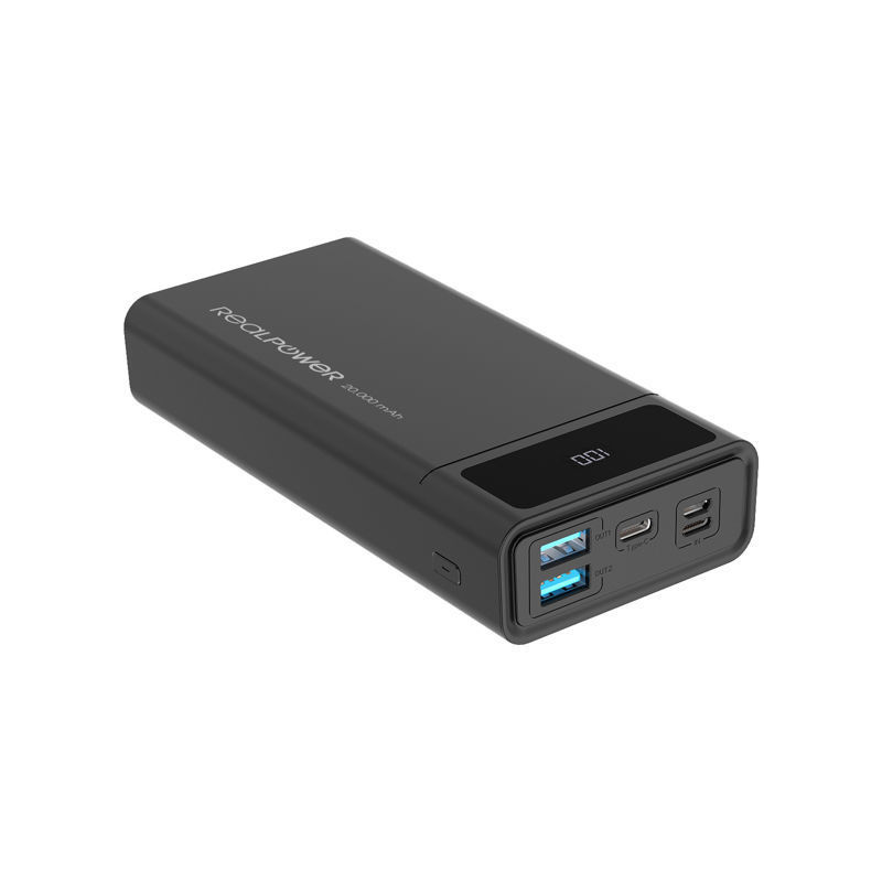 Slika - Realpower PB-20k PD 20000mAh 18W USB A /C 5V črn (306949)