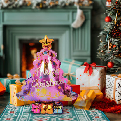 3D Božični balon - alu folija - božično drevo - 58 x 83 cm