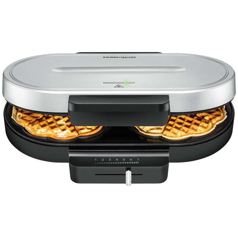 Slika - Rommelsbacher WA 1250 pekač za vaflje srebrno / črn, regulacija temperature, 1250 W (WA1250)