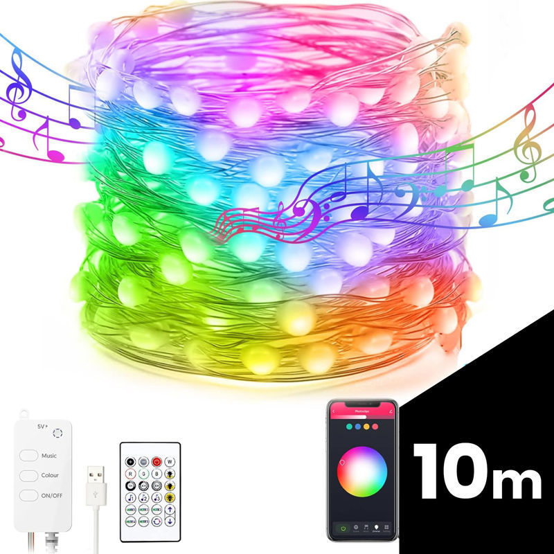 Slika - Pametni svetlobni niz RGB MicroLED z Bluetooth upravljanjem – 12 m, 66 LED