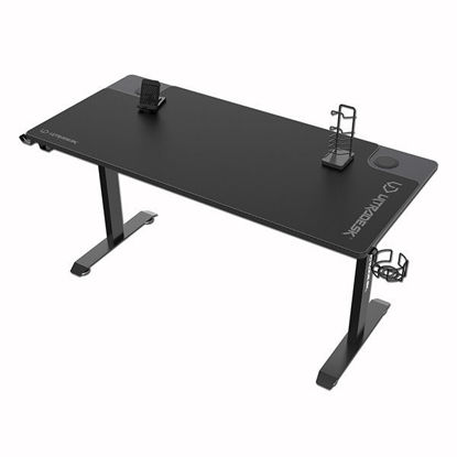 ULTRADESK Gaming miza MOMENTUM črna, 152,5x70 cm, 75,5 cm, z XXL podlogo za miško, držalom za slušalke, pijačo in mobilni telefon