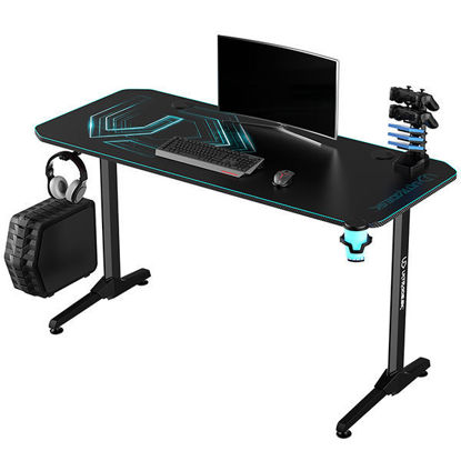 ULTRADESK Gaming miza FRAG - BLUE V3, 140x60 cm, 76 cm, z XXL podlogo za miško, 4x USB, z ultradesk BEAM, držalo za pijačo in slušalke