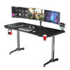 Slika - ULTRADESK Gaming miza FRAG XXL črna, 160 x 75 cm, 75 cm, držalo za pijačo in slušalke, 4x USB, stojalo BEAM, s polno površino XXL miške