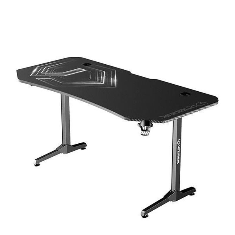 Slika - ULTRADESK Gaming miza FRAG XXL črna, 160 x 75 cm, 75 cm, držalo za pijačo in slušalke, 4x USB, stojalo BEAM, s polno površino XXL miške