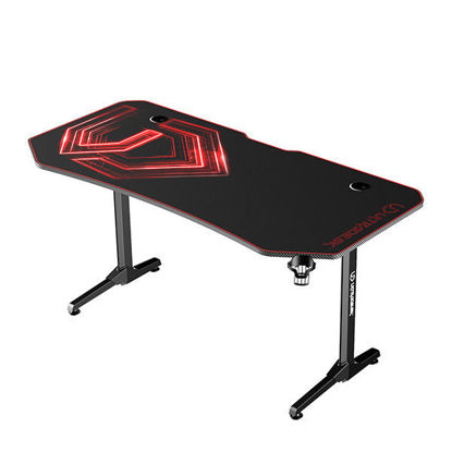 ULTRADESK Gaming miza FRAG XXL rdeča, 160 x 75 cm, 75 cm, držalo za pijačo in slušalke, 4x USB, stojalo BEAM, s polno površino XXL podloge za miško