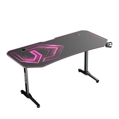 ULTRADESK Gaming miza FRAG XXL roza, 160 x 75 cm, 75 cm, držalo za pijačo in slušalke, 4x USB, stojalo BEAM, s polno površino XXL za miško