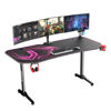 Slika - ULTRADESK Gaming miza FRAG XXL roza, 160 x 75 cm, 75 cm, držalo za pijačo in slušalke, 4x USB, stojalo BEAM, s polno površino XXL za miško