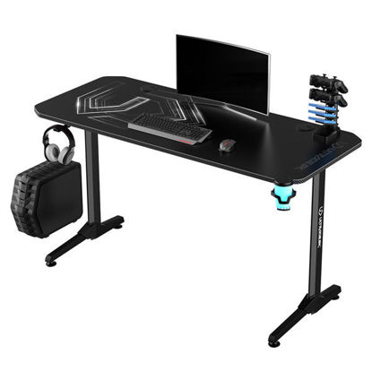 ULTRADESK Gaming miza FRAG - BELA V3, 140x60 cm, 76 cm, z XXL podlogo za miško, 4xUSB, z ultradesk BEAM, držalom za pijačo in slušalke