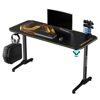 ULTRADESK Gaming miza FRAG - GOLD V3, 140x60 cm, 76 cm, z XXL podlogo za miško, 4x USB, z ultradesk BEAM, držalom za pijačo in slušalke