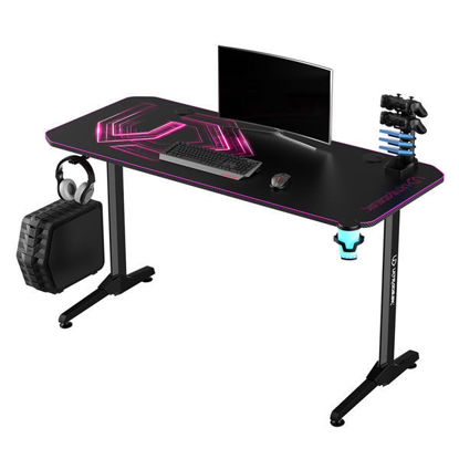 ULTRADESK Gaming miza FRAG roza V3, 140x60 cm, 76 cm, z XXL podlogo za miško, 4xUSB, z ultradesk BEAM, držalom za pijačo in slušalke