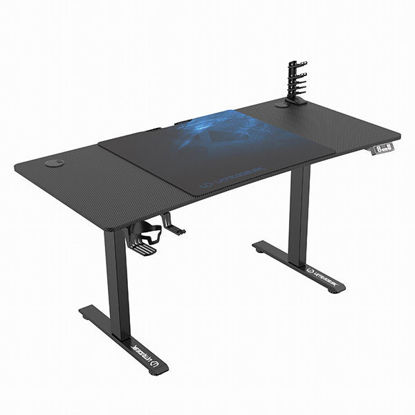 ULTRADESK Gaming miza LEVEL V2 BLUE, 140x68cm, 72-117cm, električno nastavljiva višina, z XXL podlogo za miško, pijačo in slušalkami