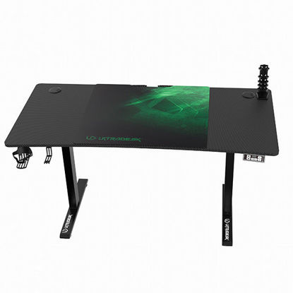 ULTRADESK Gaming miza LEVEL V2 GREEN, 140x68cm, 72-117cm, električno nastavljiva višina, z XXL podlogo za miško, pijačo in slušalko