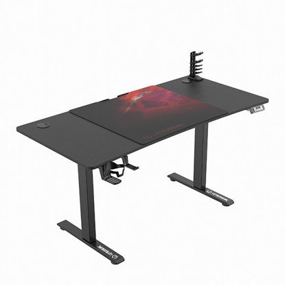 ULTRADESK Gaming miza LEVEL V2 rdeča, 140x68cm, 72-117cm, električno nastavljiva višina, z XXL podlogo za miško, pijačo in slušalkami