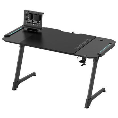 ULTRADESK Gaming miza SPACE XXL V2 črna, 144x70 cm, 75 cm, LED RGB osvetlitev s ploščo na dotik, z XXL podlogo za miško
