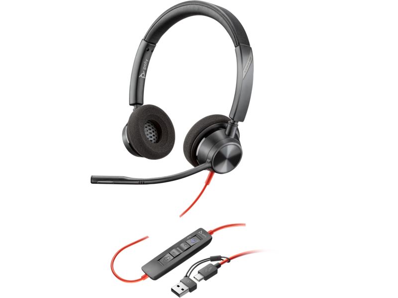 Slika - Poly Blackwire 3320 Stereo Microsoft Teams certificirane slušalke USB-C + adapter USB-C/A (8X220AA)