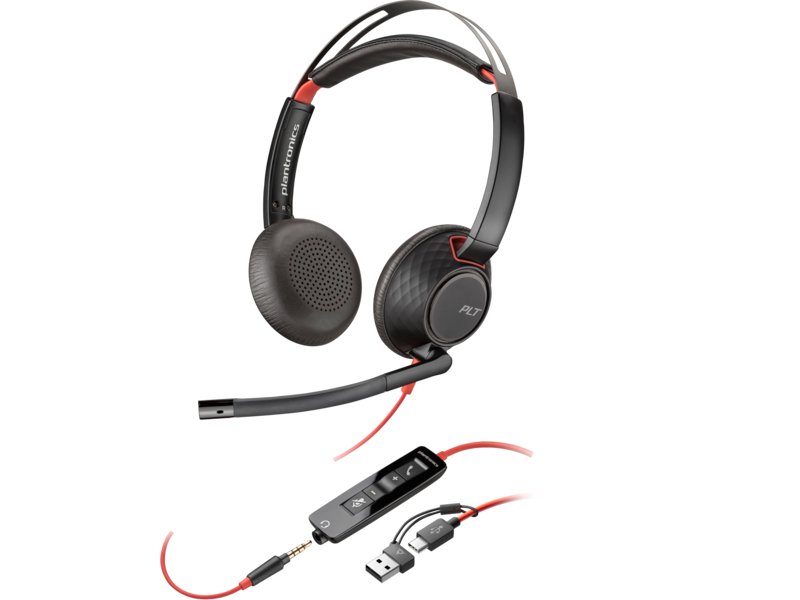 Slika - Poly Blackwire 5220 Stereo USB-C slušalke + 3,5 mm vtič + USB-C/A adapter (8X231AA)