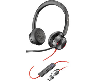 Poly Blackwire 8225 UC Stereo Microsoft Teams certificirane 8X225AA slušalke USB-C + adapter USB-C/A ANC 214409-01
