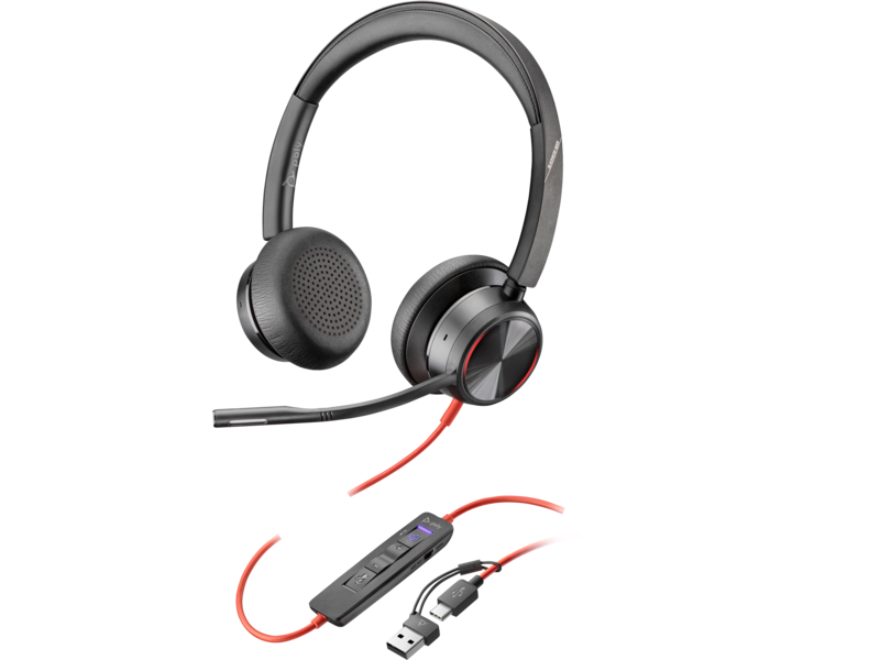 Slika - Poly Blackwire 8225 UC Stereo Microsoft Teams certificirane 8X225AA slušalke USB-C + adapter USB-C/A ANC 214409-01