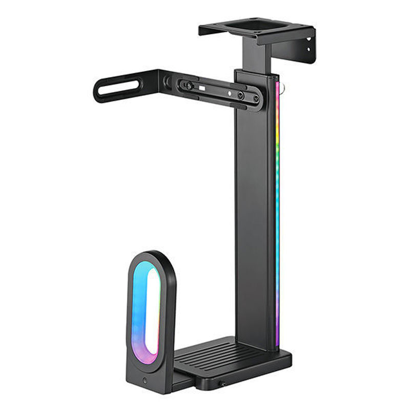 Slika - ULTRADESK FLANK držalo za računalnik pod mizo, RGB osvetlitev, črna
