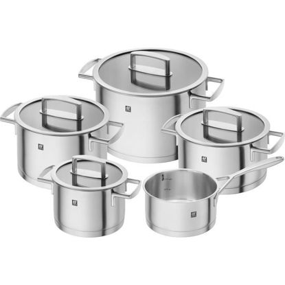 Zwilling Vitality kvaliteten 5-delni set loncev 18/10 iz nerjavečega jekla s steklenim pokrovom (66460-000-0) merilo