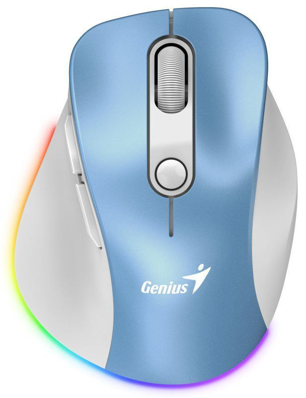 Slika - Genius Ergo 9000S Pro Bluetooth (31030039401) polnilna RGB svetlo modra ergonomska brezžična miška