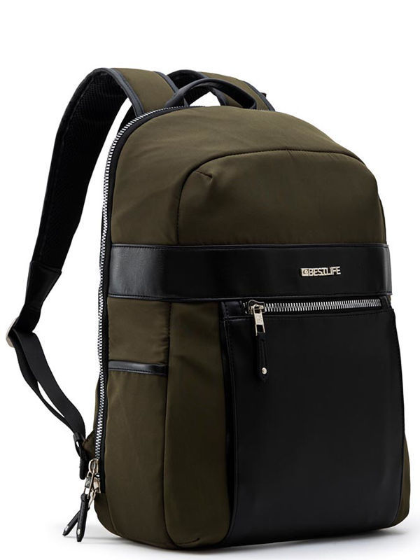 Slika - Bestlife Alya (BB-3516GE) USB potovalni nahrbtnik z oblazinjenimi predali za tablico in prenosnik do 14,1″ zelen