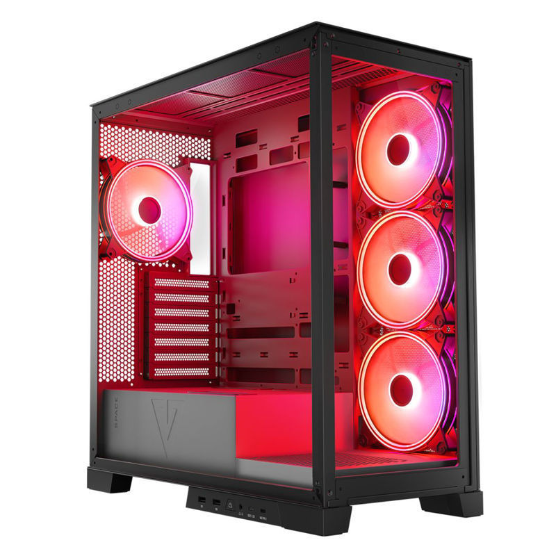 Slika - Modecom Volcano Space Apex ARGB ATX ohišje 2xUSB3.0, 1xUSB C,: 4x14 cm, Okence iz kaljenega stekla, RGB, Gaming črna