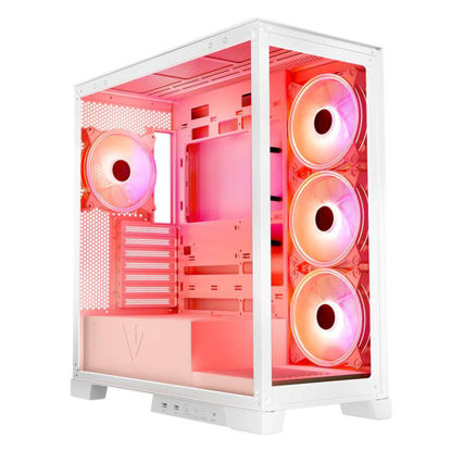 Modecom Volcano Space Apex ARGB ATX ohišje 2xUSB3.0, 1xUSB C,: 4x14 cm, Okence iz kaljenega stekla, RGB, Gaming bela