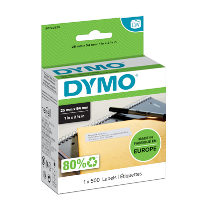 Dymo 11352 (S0722520) LW bele velike trajne etikete  25mm x 54mm x 500